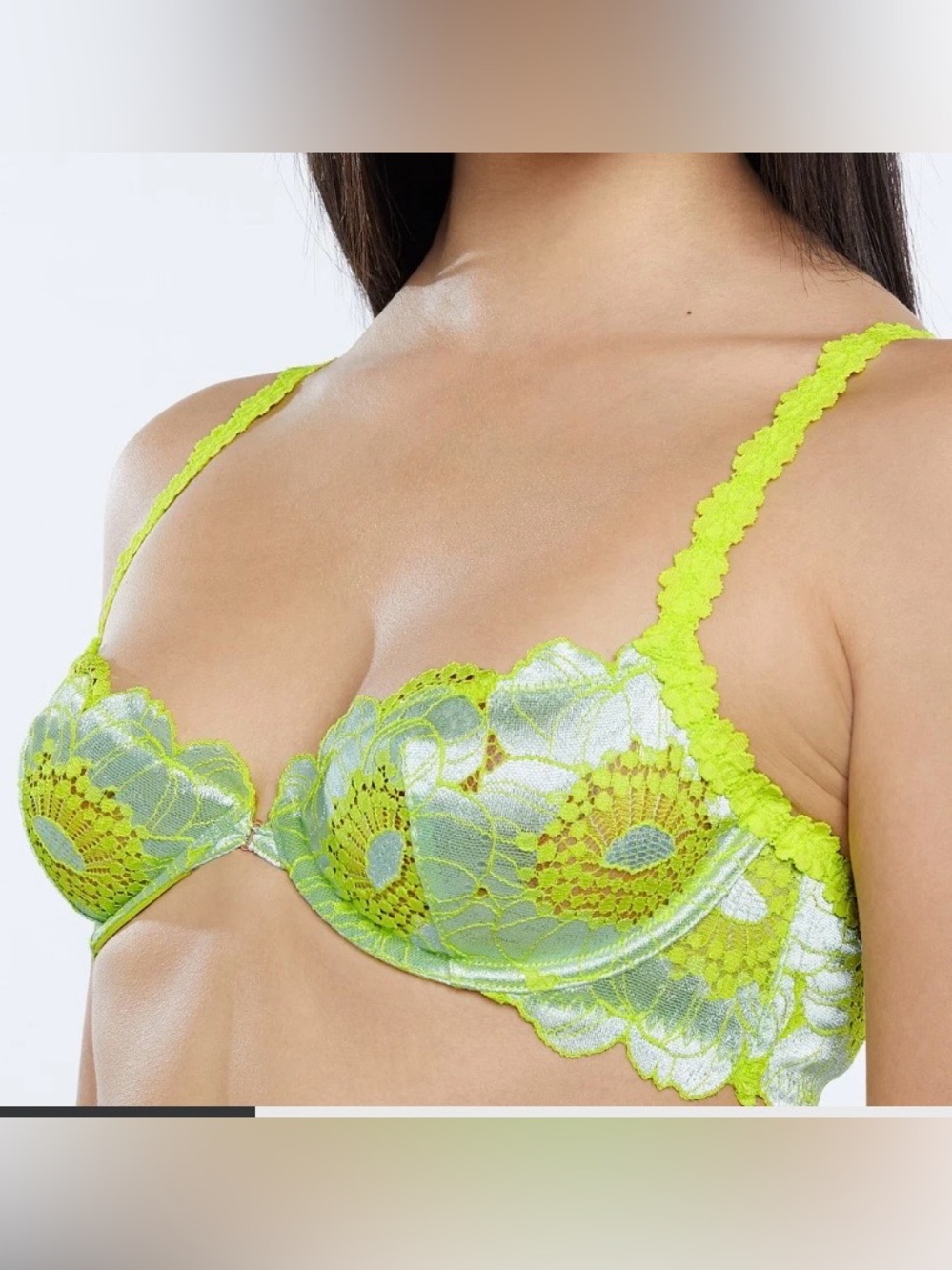 Savage X Fenty Perfect Poppies Unlined Lace‎ Demi Bra  underwire Sz 36DD